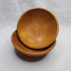 Two Primitive Wood Bowls Distressed